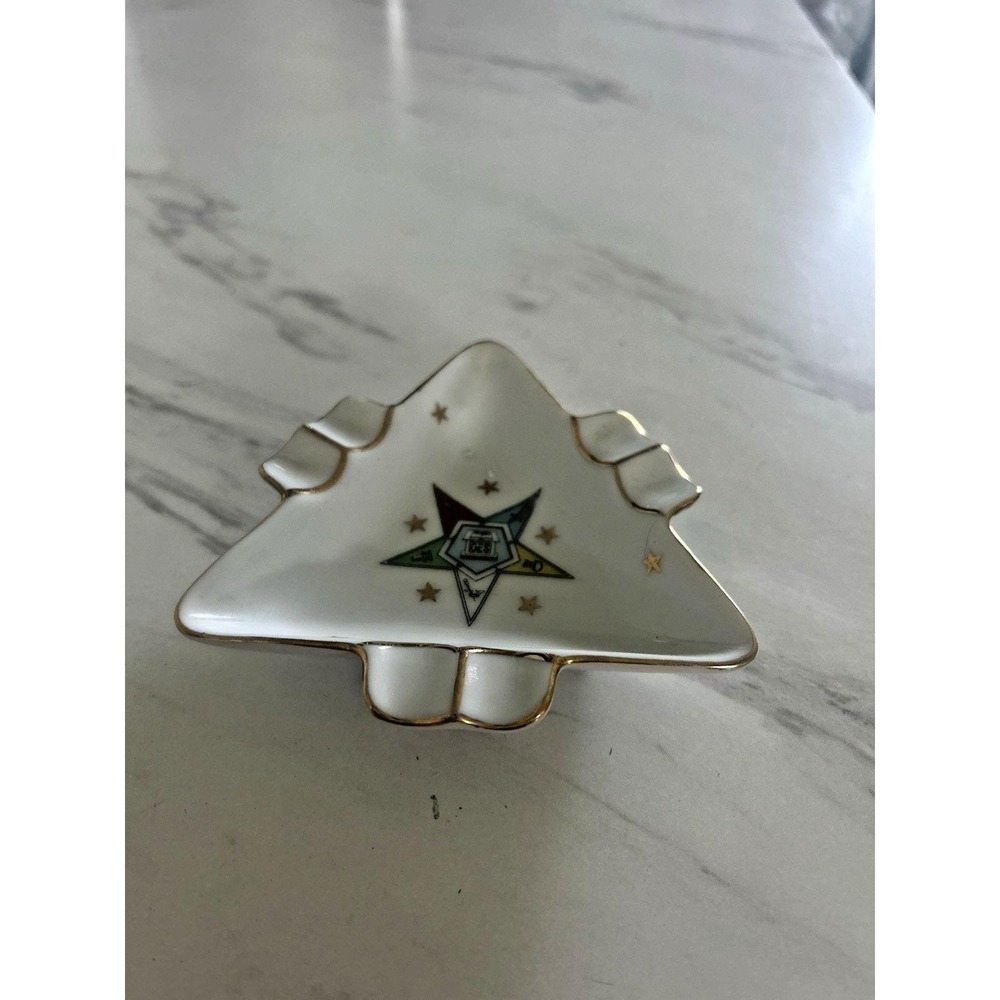 Vintage Lefton Masonic Order of the Eastern Star Triangle Ashtray Dish Ceramic A - Picture 3 of 7